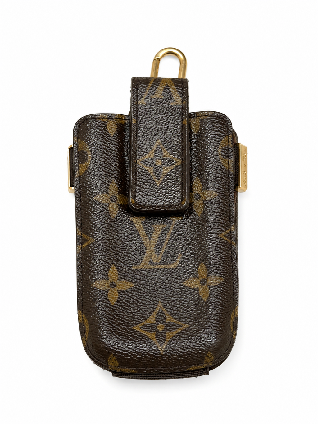 Louis Vuitton Monogram Phone Pouch Belt Bag Utility Holster Clip Case Brown