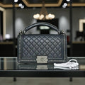 Limited Edition Chanel Top Handle Medium Boy Bag in Quilted Calfskin