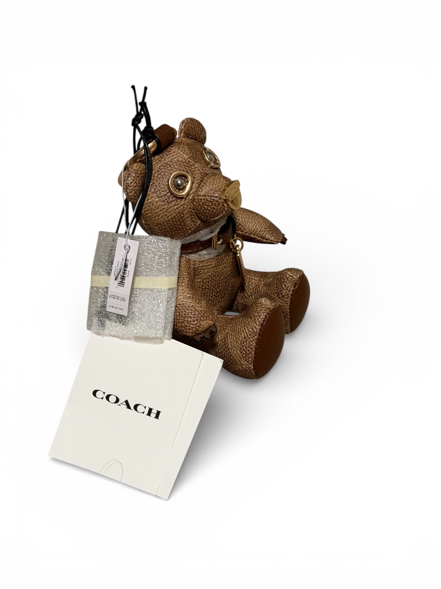 Coach Leather Bear Bag Charm (Brown)