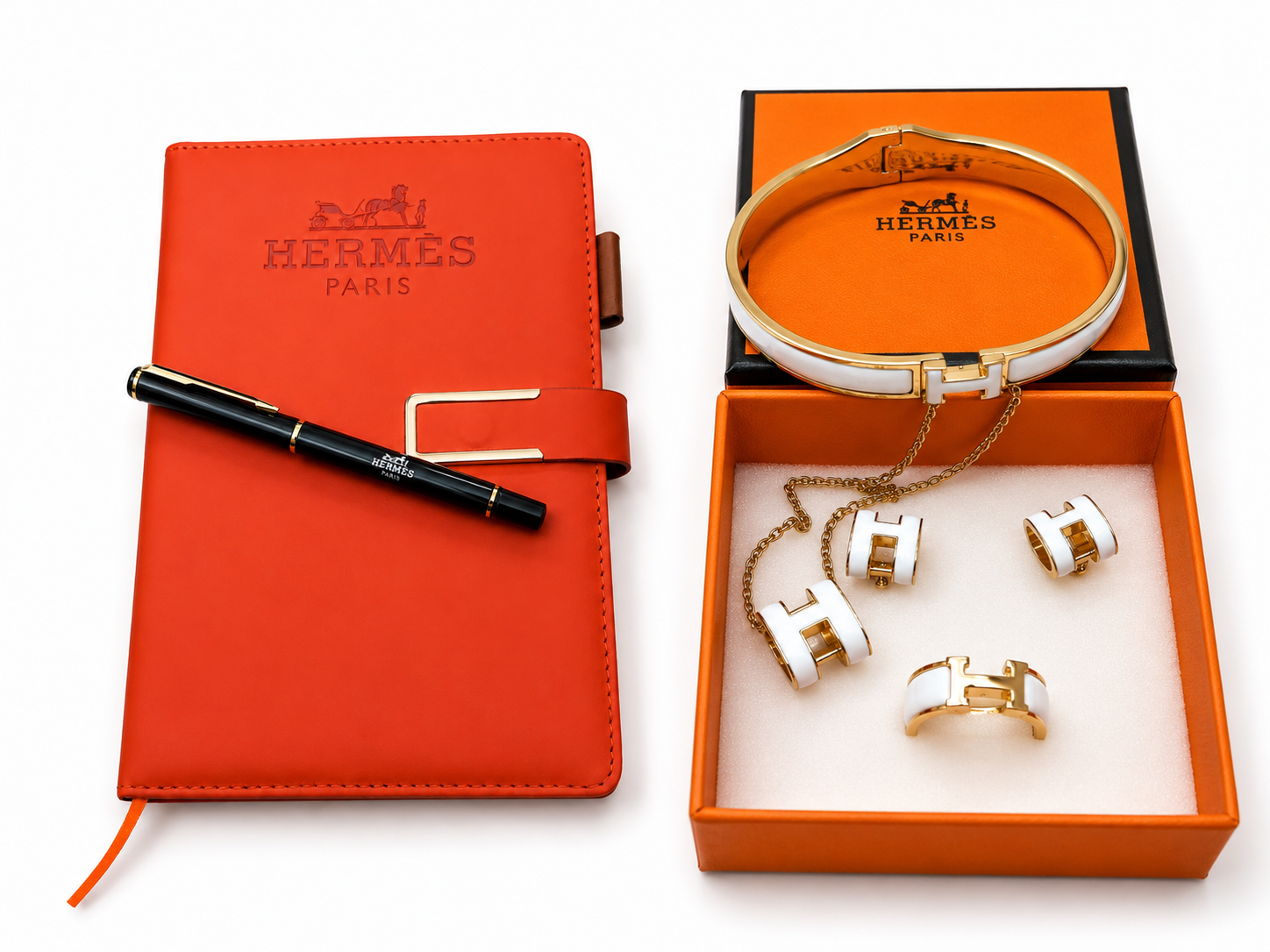 Bundle of Inspired H jewelry set and notebook set