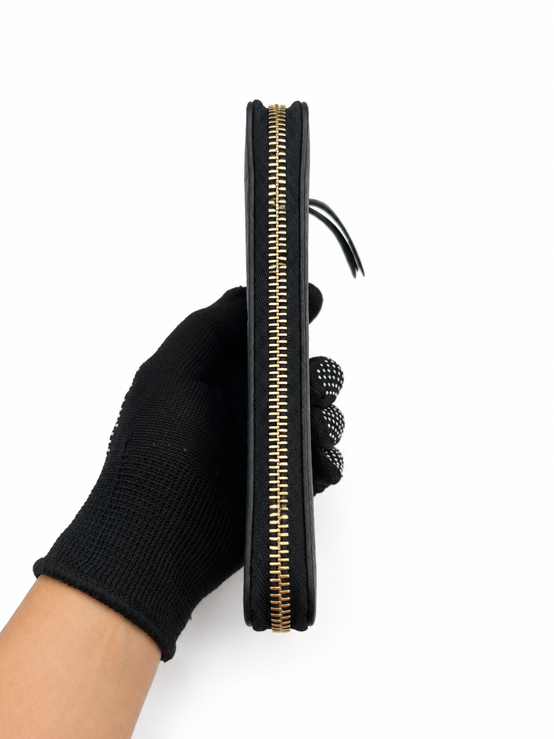 Louis Vuitton Black Embossed Monogram Zip Wallet with Tassel