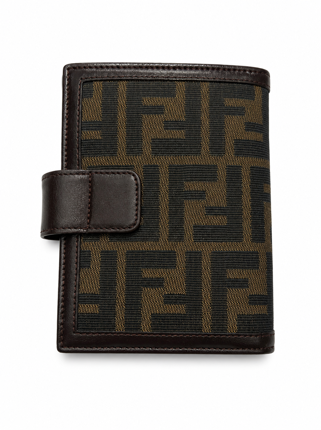 Fendi Zucca FF Logo Mini Agenda Planner Cover Brown Canvas & Leather