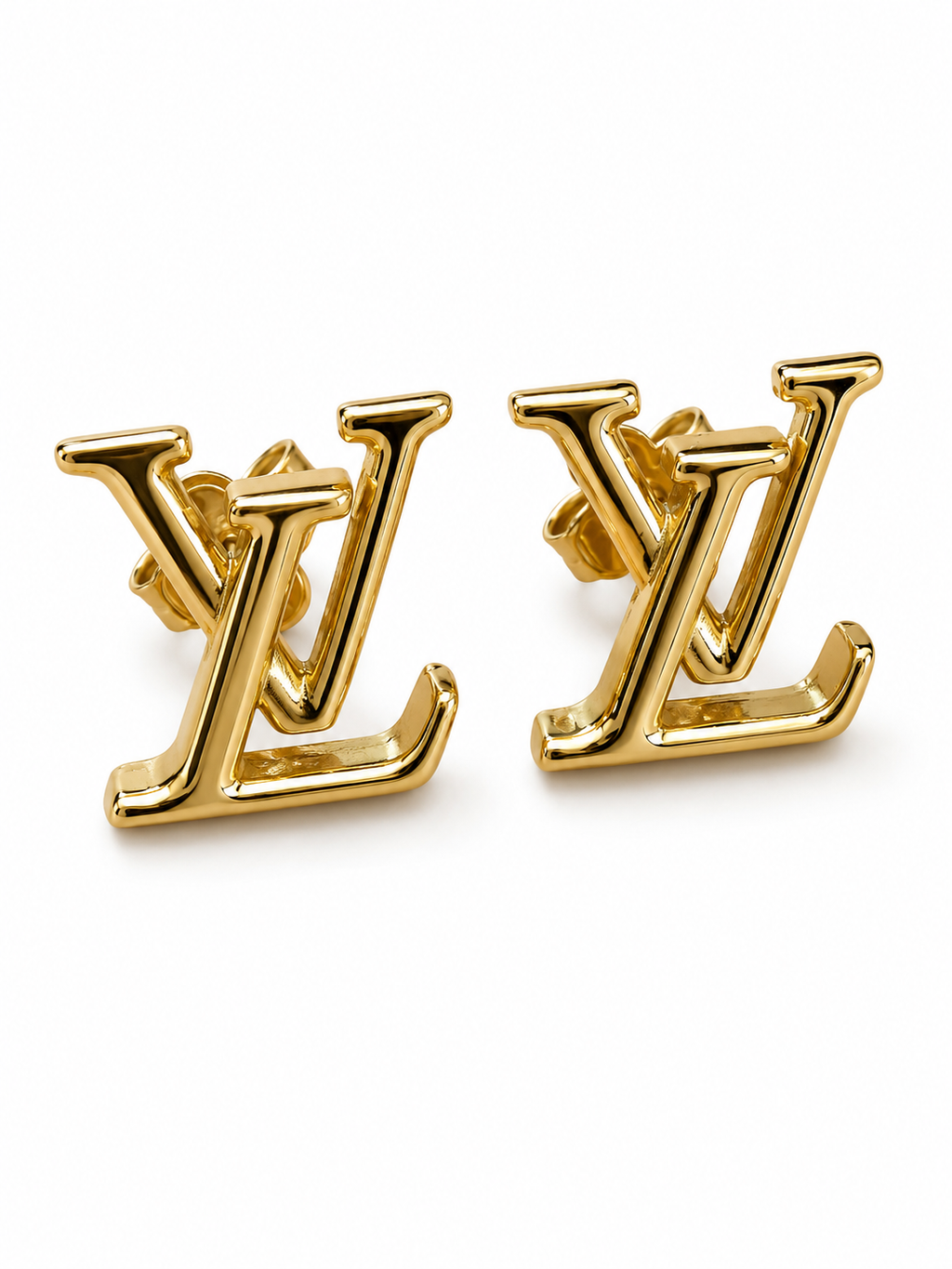 Authentic Louis Vuitton LV Iconic Gold Tone Stud Earrings w/ Box, Dust Bag & COA