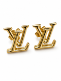 Authentic Louis Vuitton LV Iconic Gold Tone Stud Earrings w/ Box, Dust Bag & COA