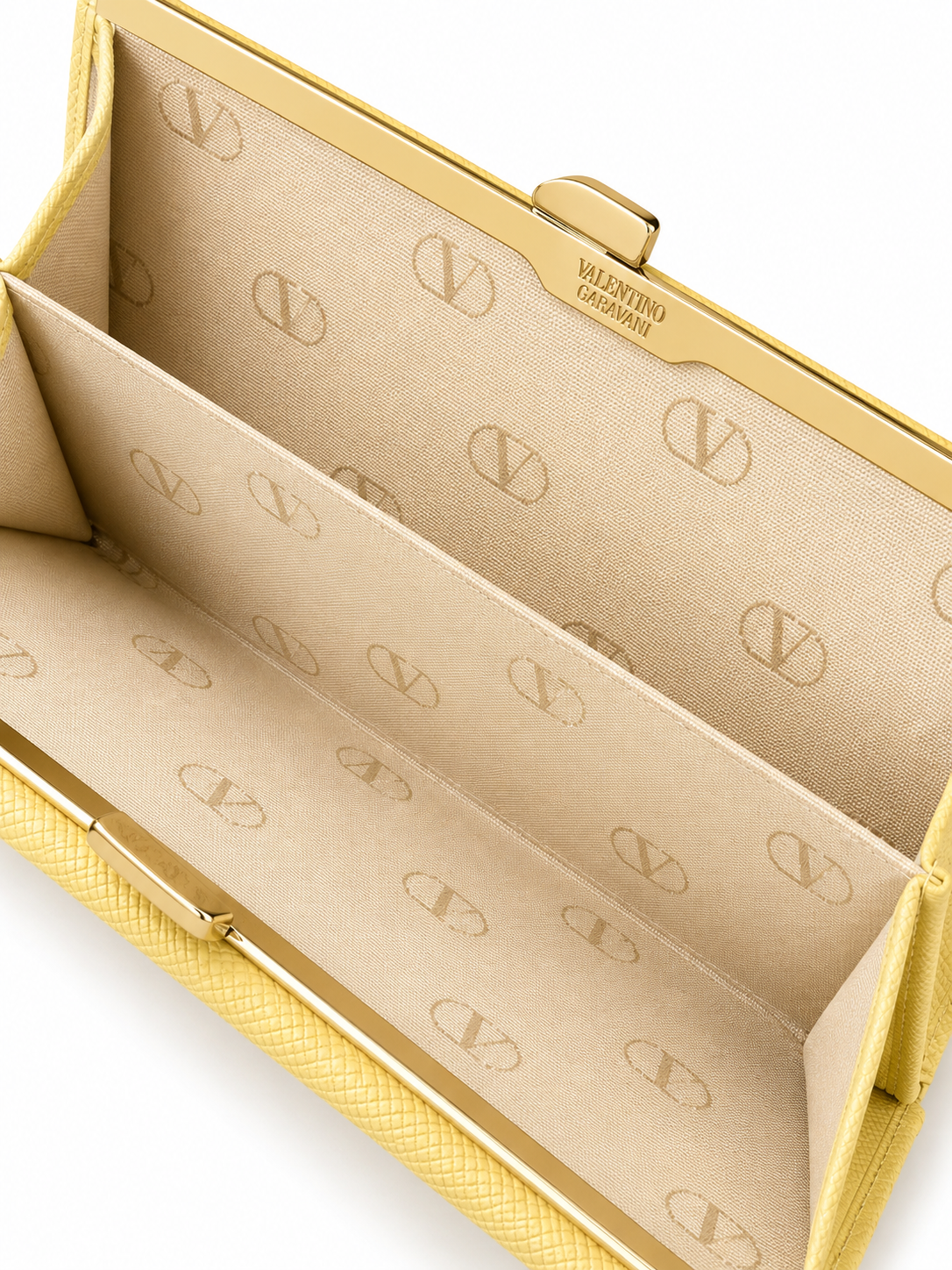 Valentino Garavani Yellow Grained Leather Continental Wallet Long Bifold
