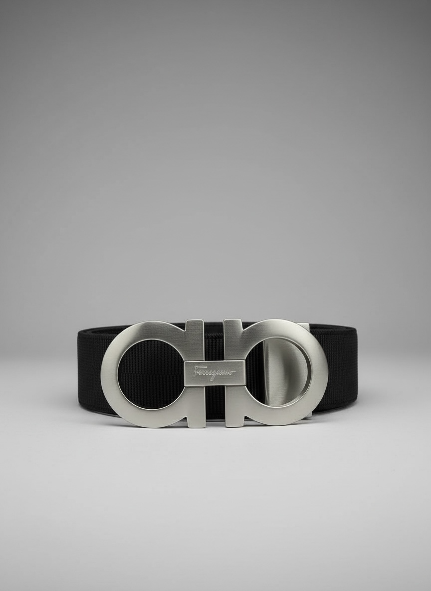 NWOT Salvatore Ferragamo Reversible Black/Brown Belt with Silver Logo Buckle