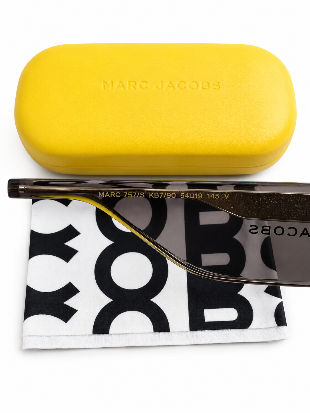 Marc Jacobs Transparent Frame Sunglasses with Gold Logo and Gray Lenses