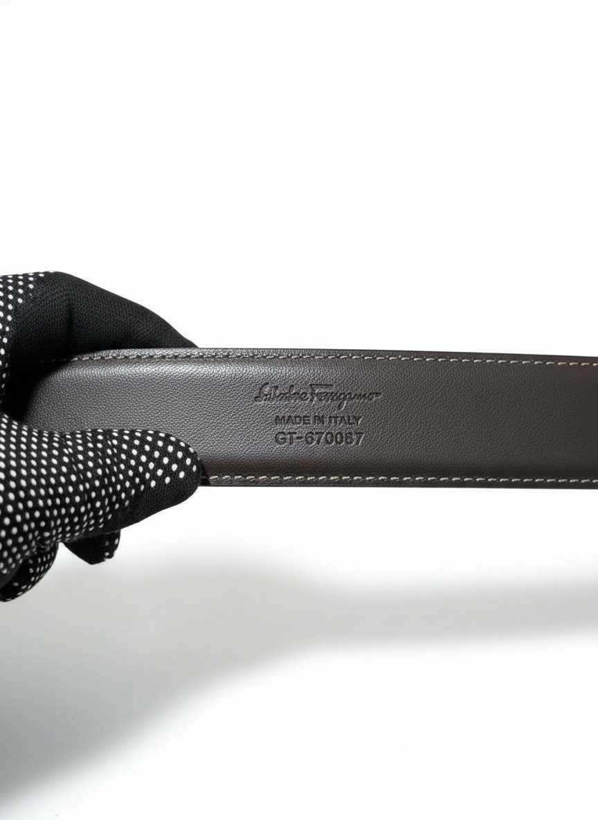 NWOT Salvatore Ferragamo Reversible Black/Brown Belt with Silver Logo Buckle
