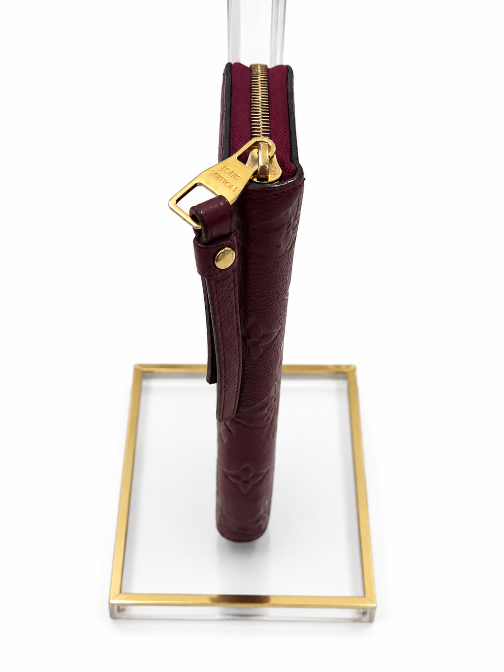 Louis Vuitton Deep Burgundy Embossed Monogram Zip Wallet