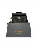 CHANEL Beauty Black Quilted Leather Crossbody with Gold Chain and CC Logo