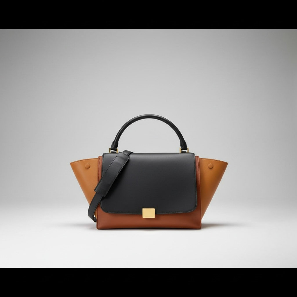 Celine Tricolor Leather Medium Trapeze Top Handle/Shoulder bag