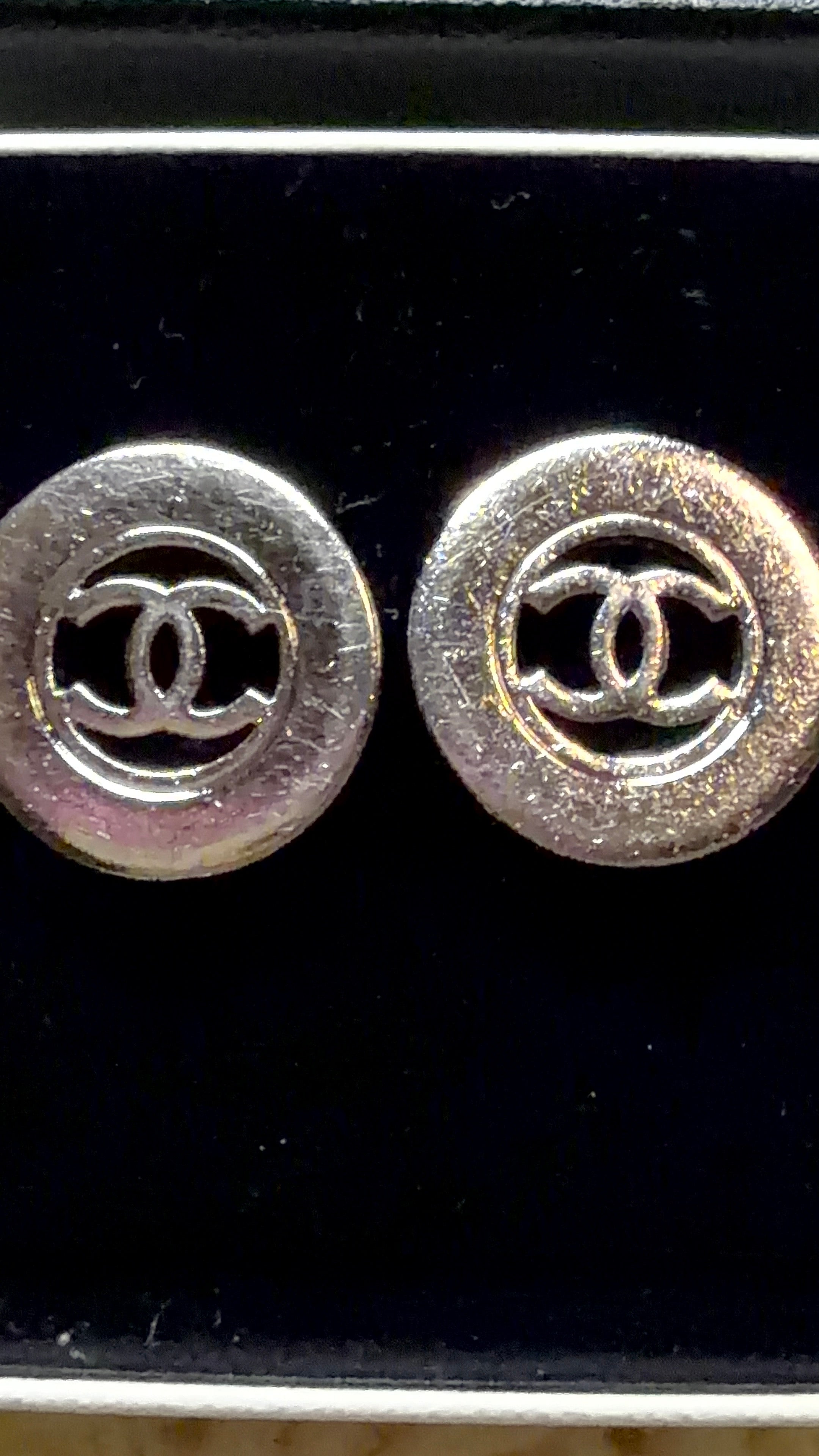 Authentic Chanel Silver CC Clip-On Earrings | Vintage | Box + Legitmark COA