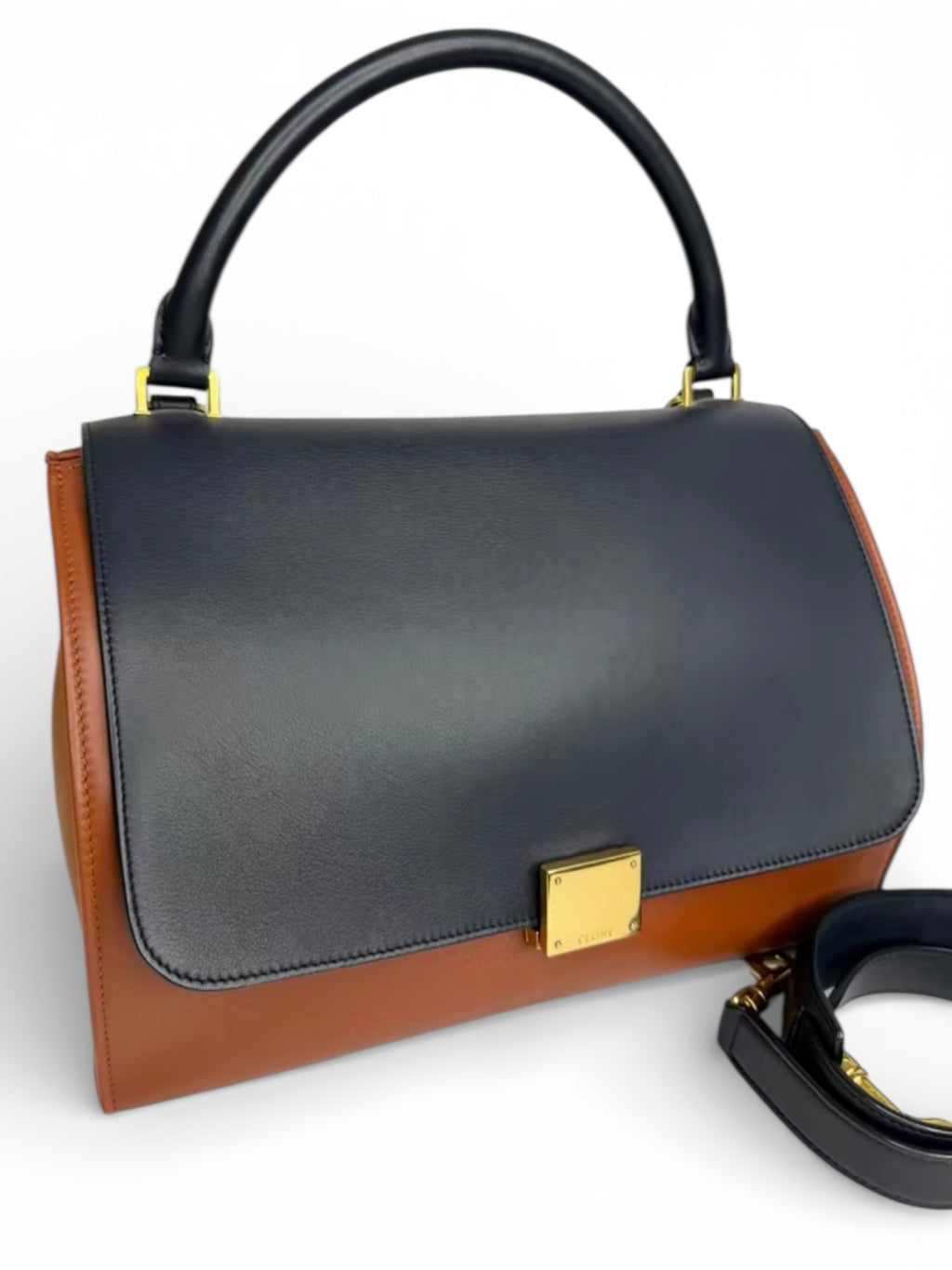 Celine Tricolor Leather Medium Trapeze Top Handle/Shoulder bag