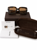Tom Ford Tortoiseshell Acetate Sunglasses with Brown Lenses and Gold 'T' Accents