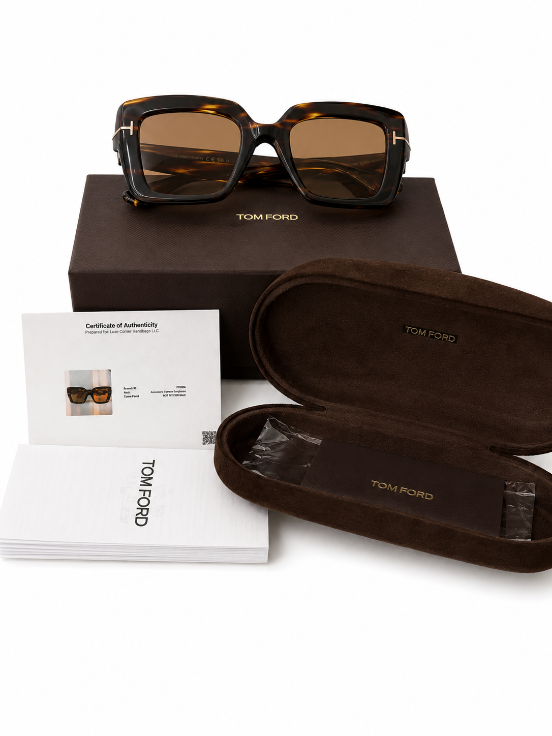 Tom Ford Tortoiseshell Acetate Sunglasses with Brown Lenses and Gold 'T' Accents