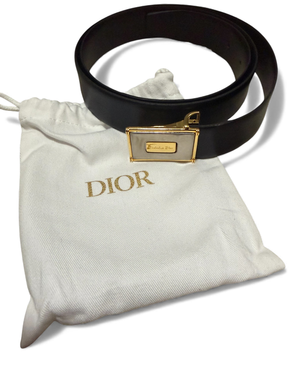 Dior Reversible Black/Brown Belt with Gold Accent