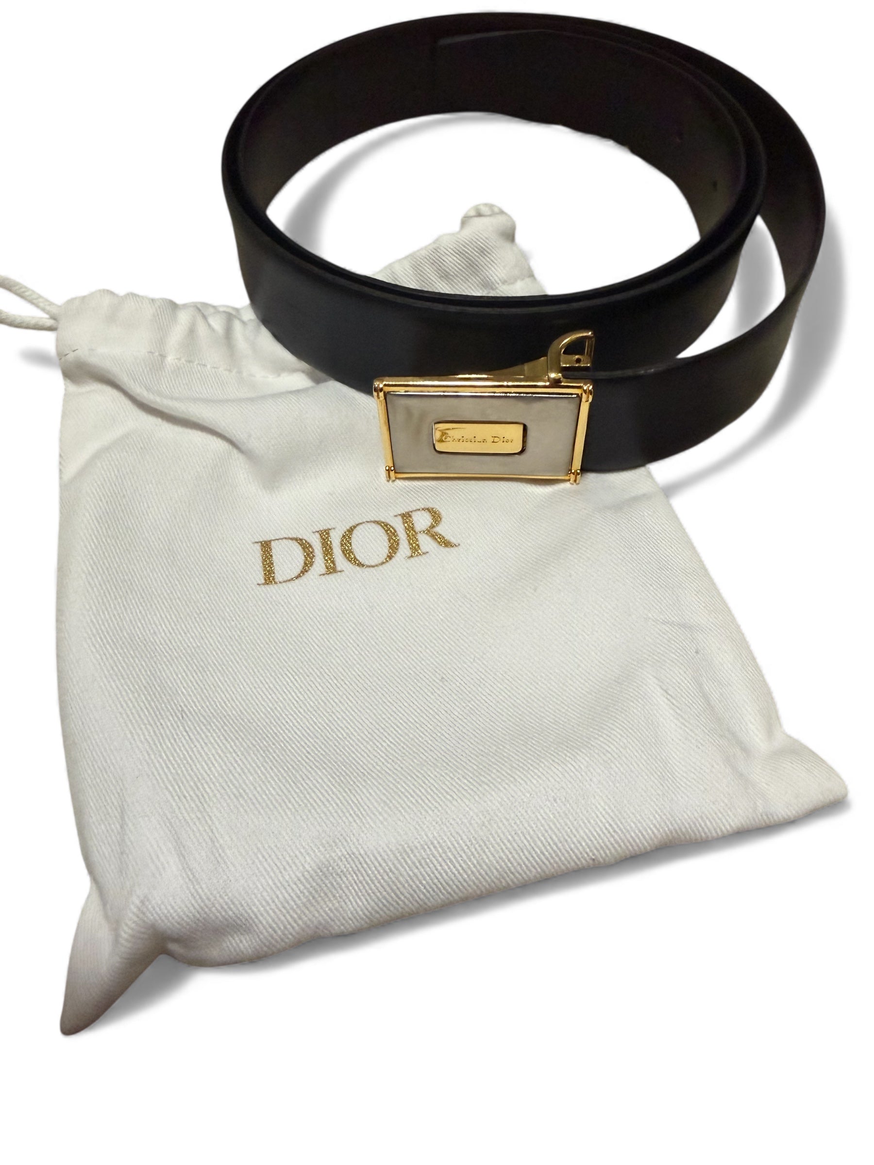 Dior Reversible Black/Brown Belt with Gold Accent