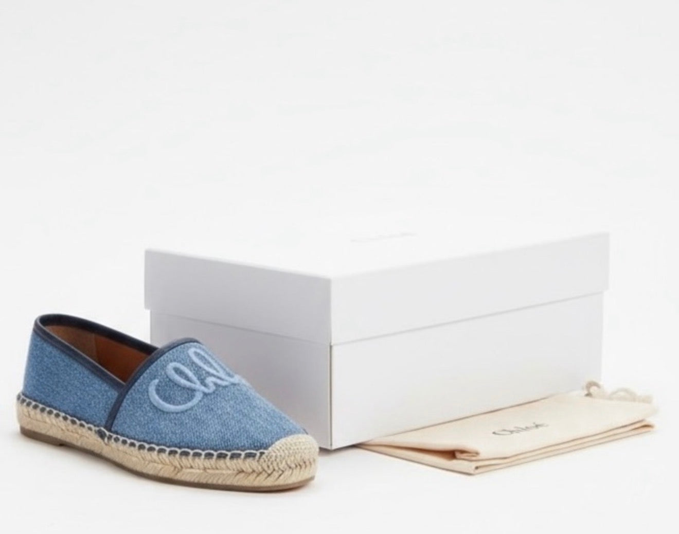 Chloe Isla Embroidered Espadrille Denim