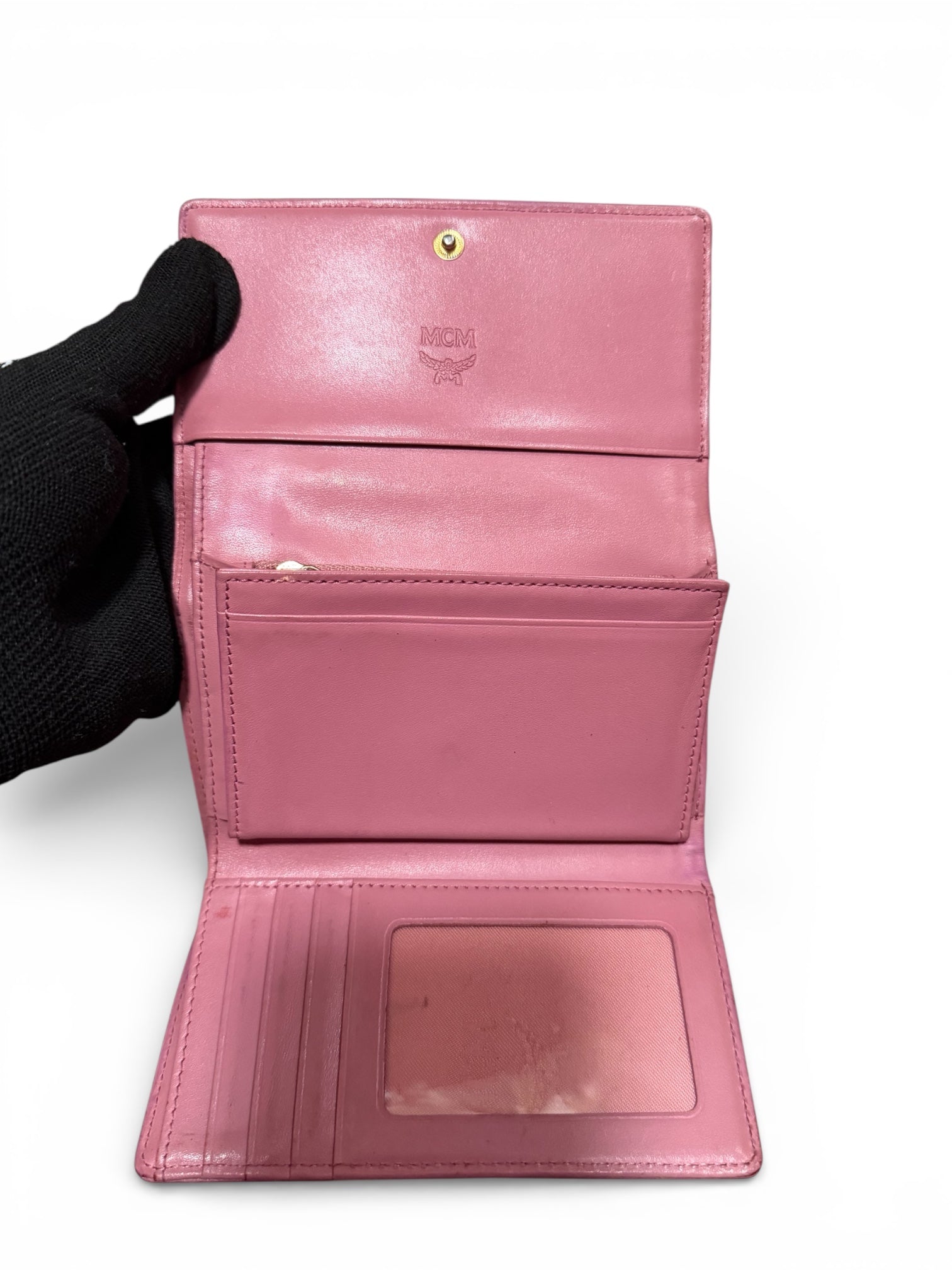 MCM Pink Leather Tri-Fold wallet