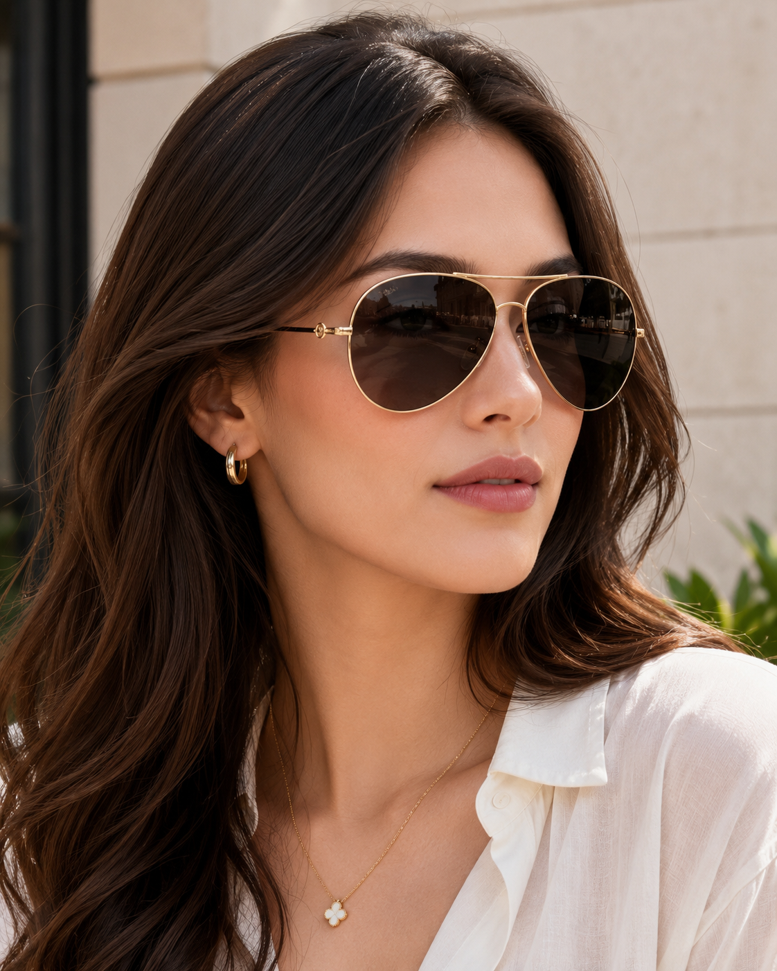 kate spade Gold-Tone Aviator Sunglasses with Dark Smoke Lenses and Pink Case