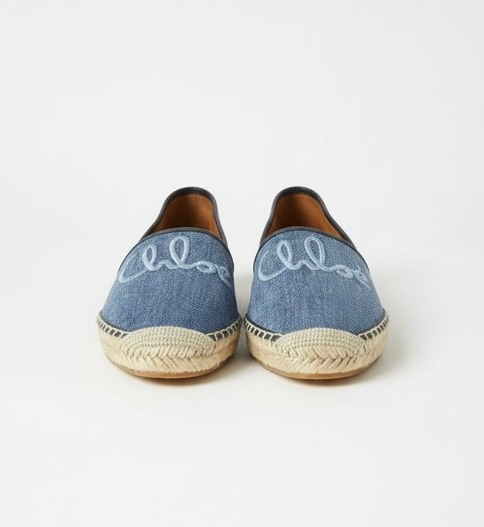 Chloe Isla Embroidered Espadrille Denim