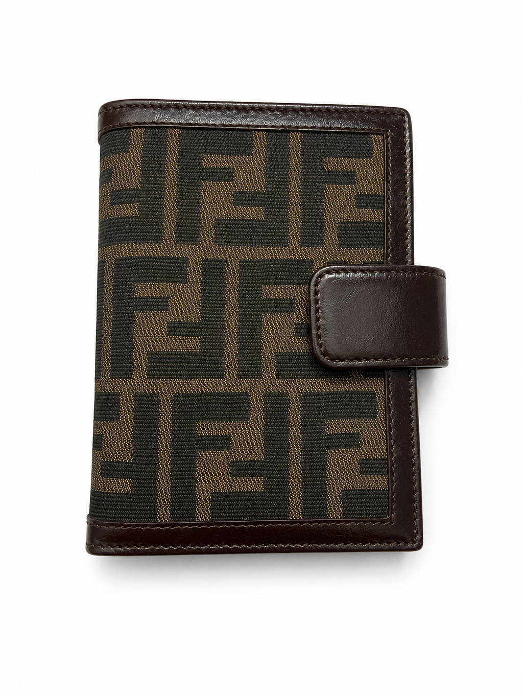 Fendi Zucca FF Logo Mini Agenda Planner Cover Brown Canvas & Leather