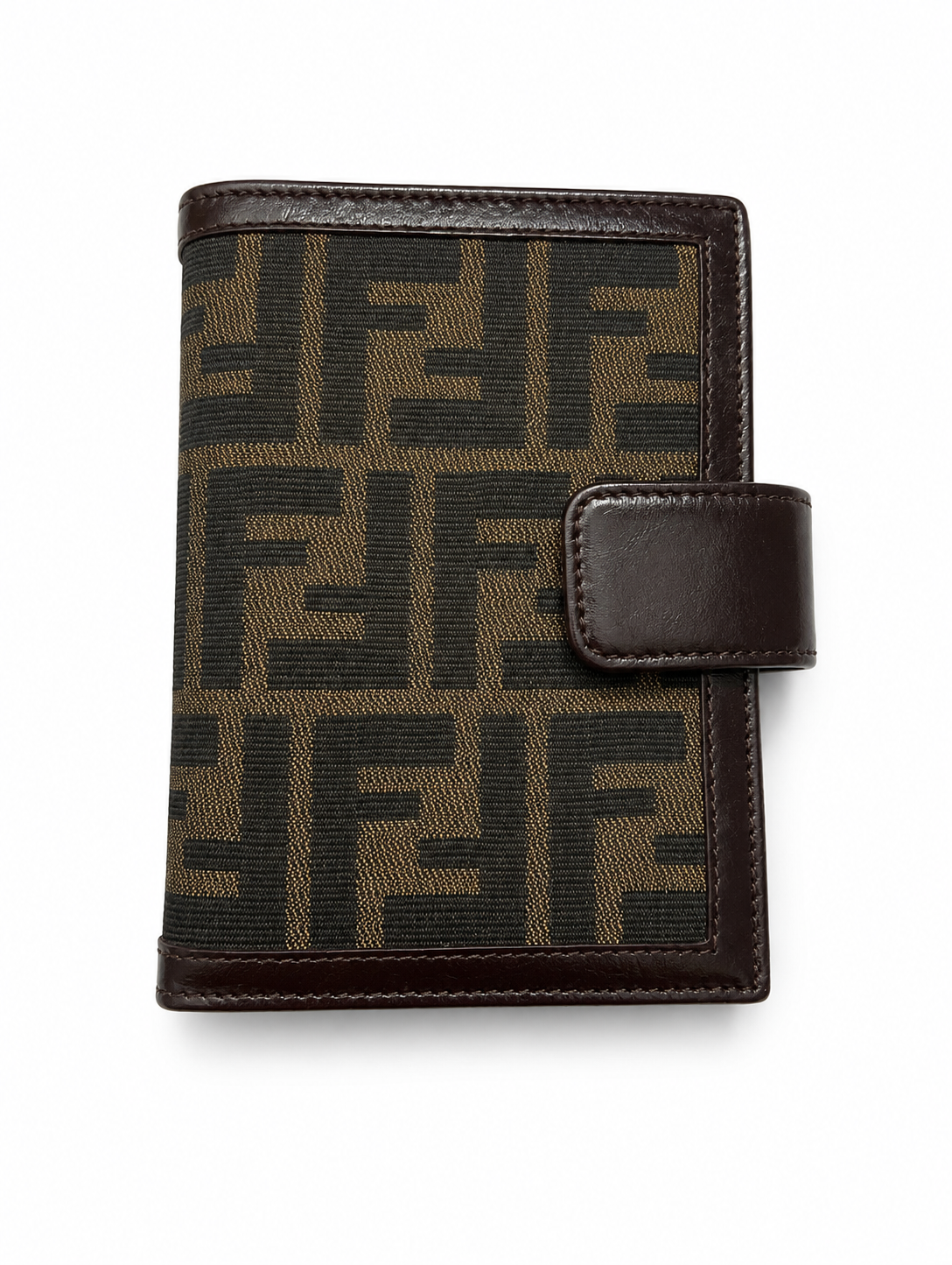 Fendi Zucca FF Logo Mini Agenda Planner Cover Brown Canvas & Leather