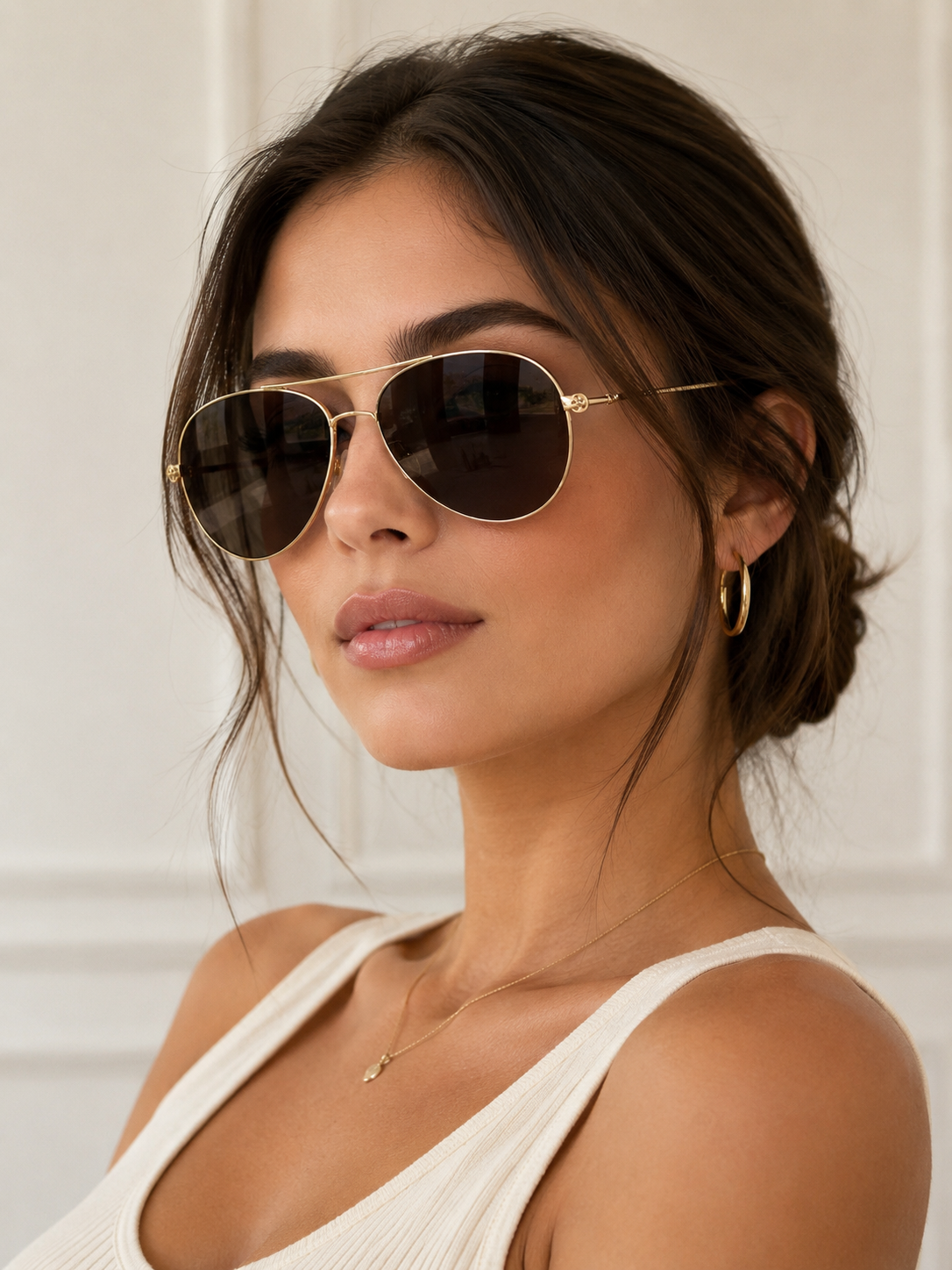 kate spade Gold-Tone Aviator Sunglasses with Dark Smoke Lenses and Pink Case