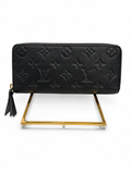 Louis Vuitton Black Embossed Monogram Zip Wallet with Tassel