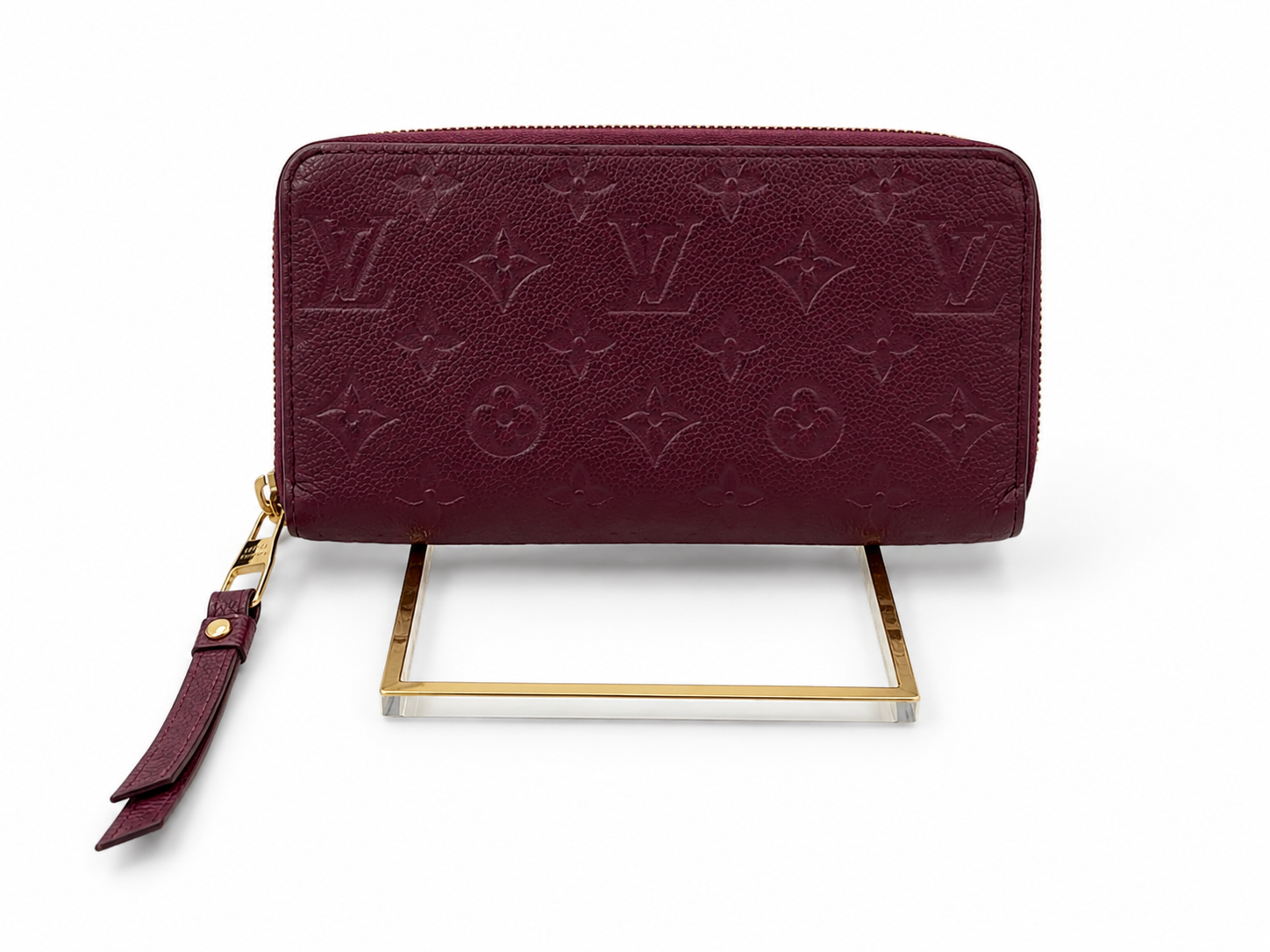 Louis Vuitton Deep Burgundy Embossed Monogram Zip Wallet