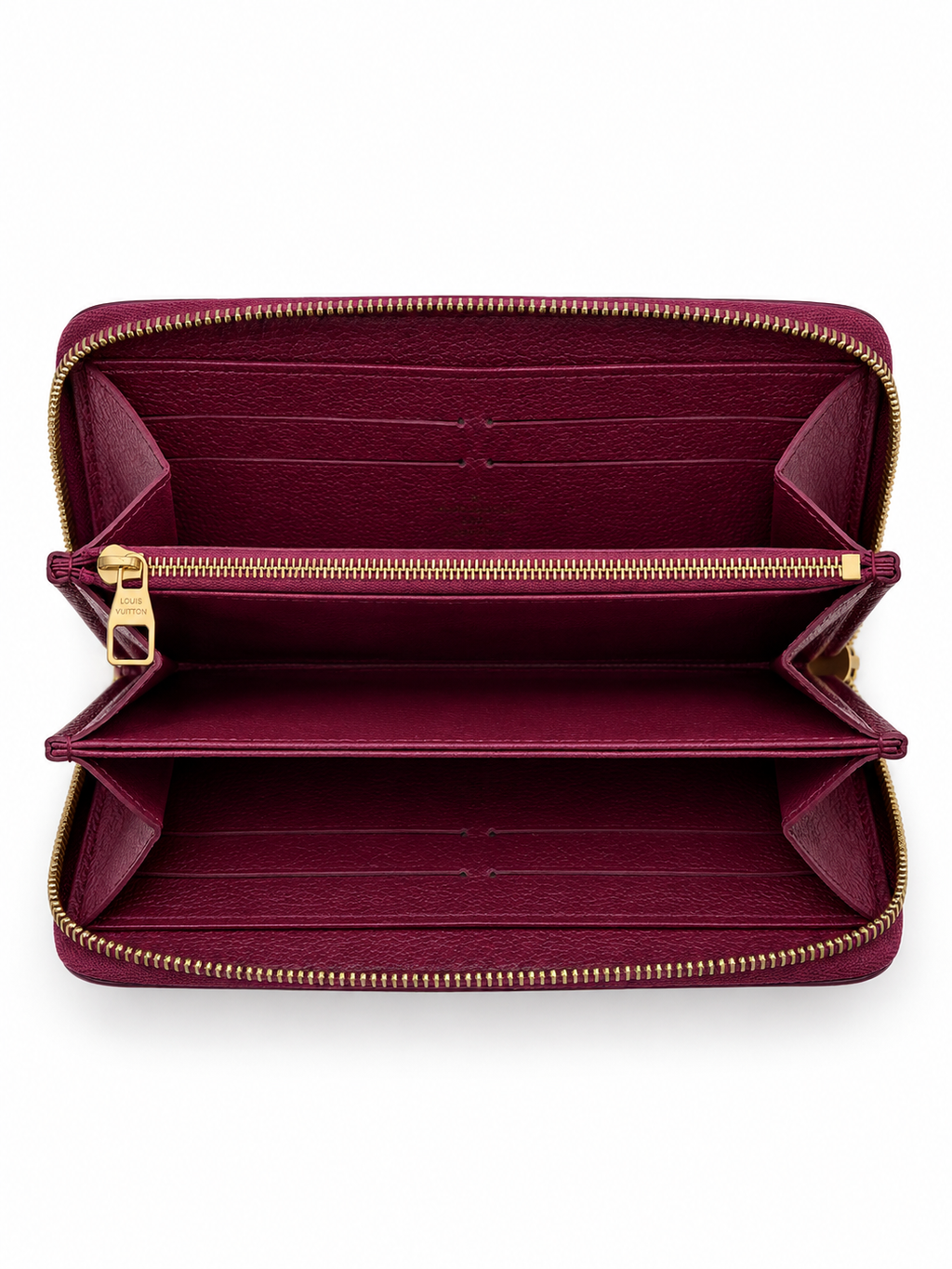 Louis Vuitton Deep Burgundy Embossed Monogram Zip Wallet