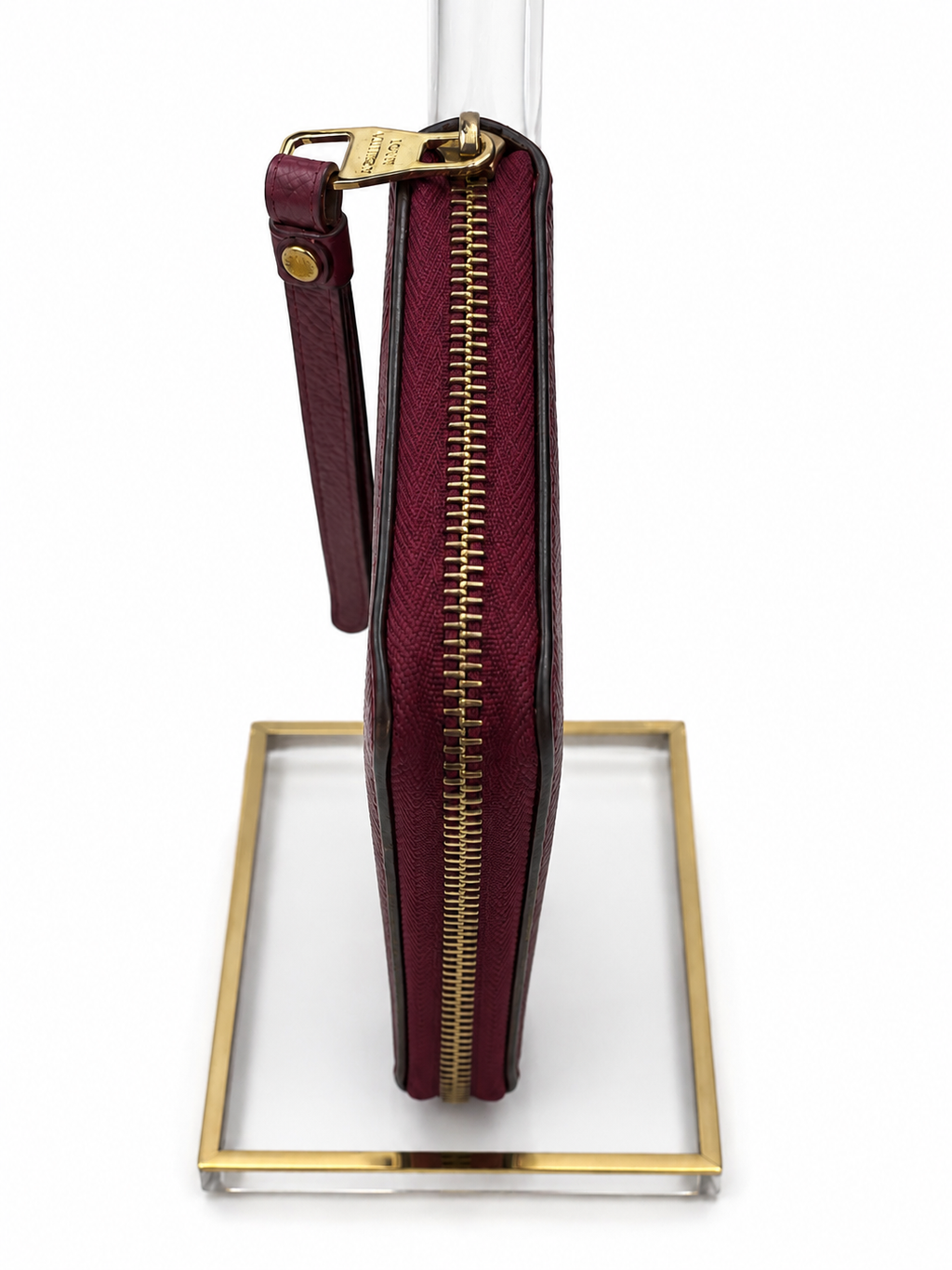 Louis Vuitton Deep Burgundy Embossed Monogram Zip Wallet