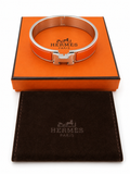 Hermès Clic H Bracelet PM Orange Enamel Palladium Plated with Box & Pouch