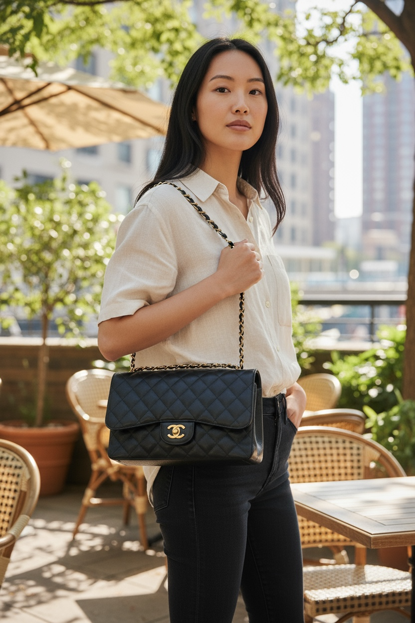 Chanel Double Flap in Quilted Caviar