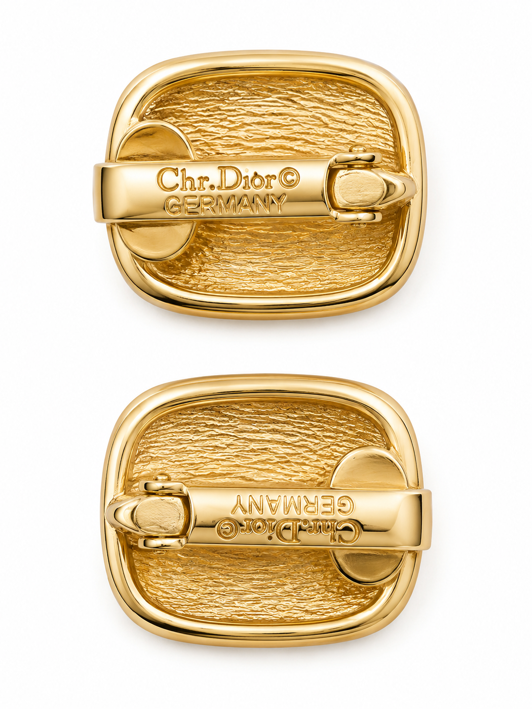 Vintage Christian Dior Gold Crystal Clip-On Earrings Signed Chr. Dior Germany