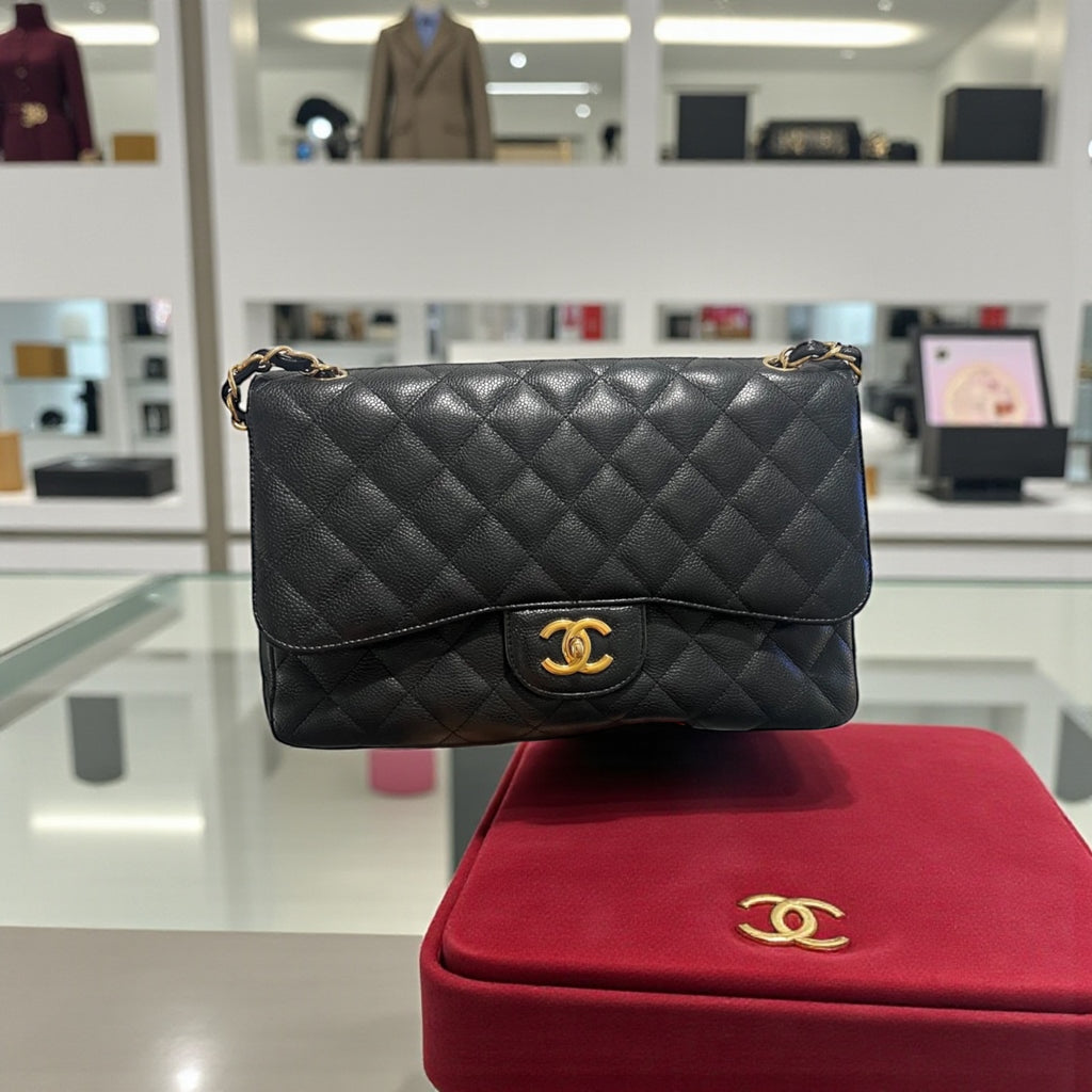 Chanel Double Flap in Quilted Caviar