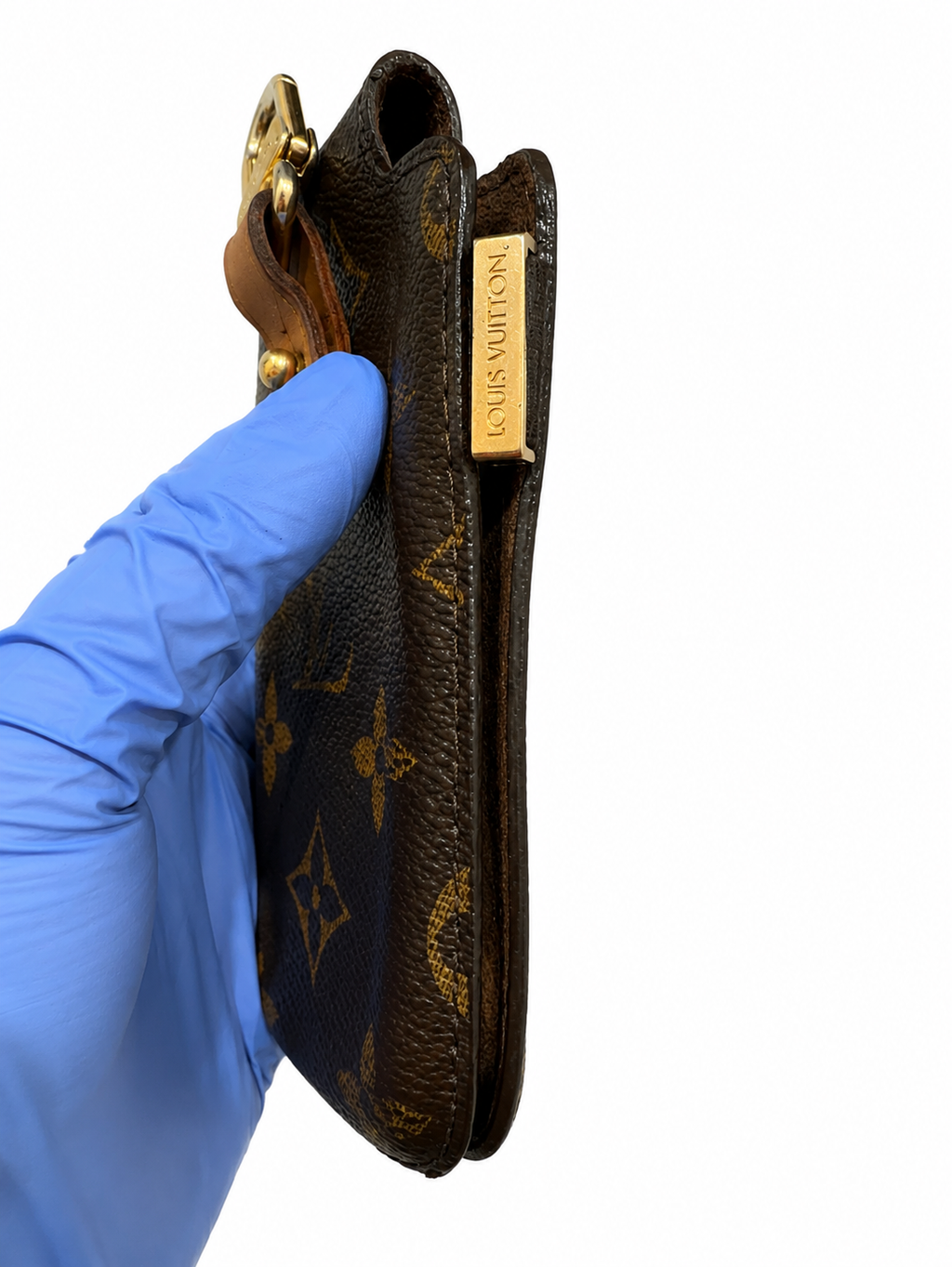 Louis Vuitton Monogram Phone Pouch Belt Bag Utility Holster Clip Case Brown