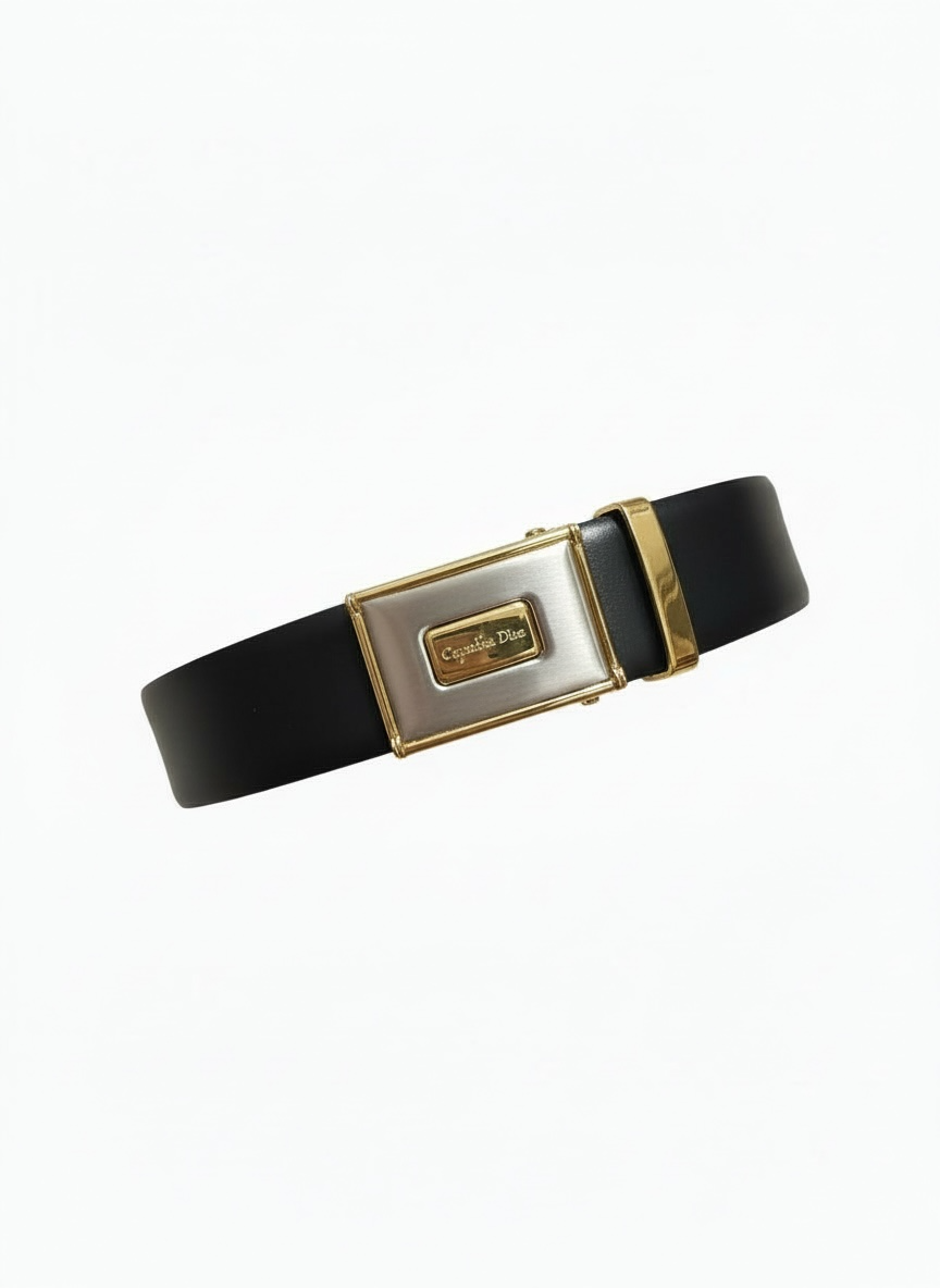 Dior Reversible Black/Brown Belt with Gold Accent
