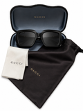 Gucci Women's Oversized Square Sunglasses in Black with Gold Logo