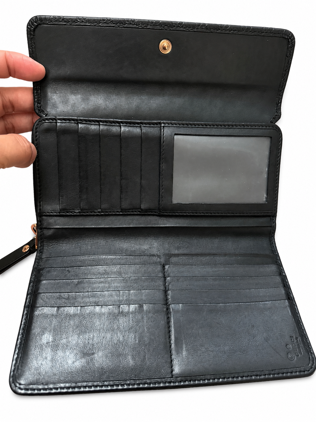 Gucci Micro Guccissima Black Leather Continental Zip Around Wallet GG Embossed