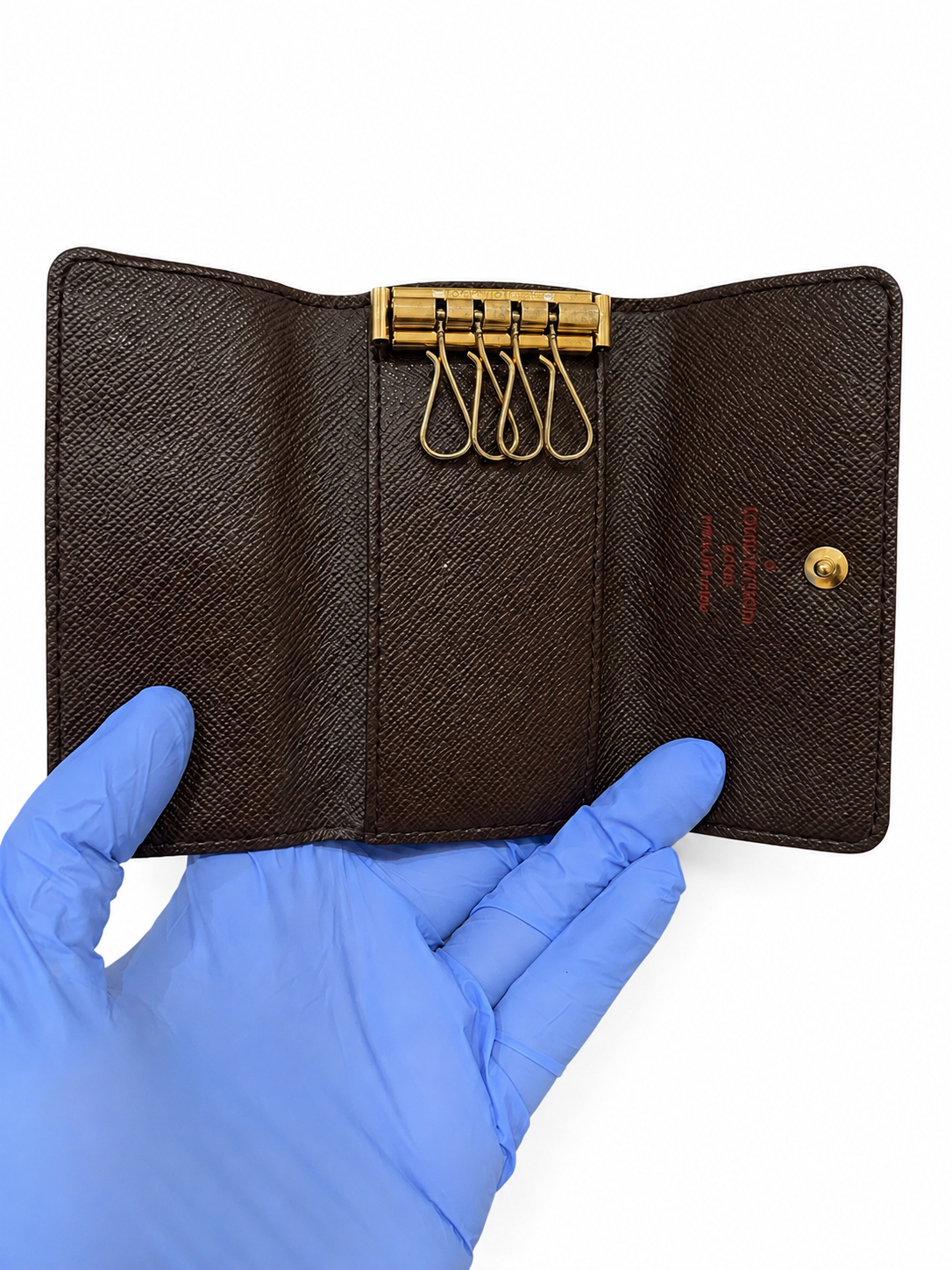 Louis Vuitton Damier Ebene 4 Key Holder Key Case Multicles 4 Brown Wallet
