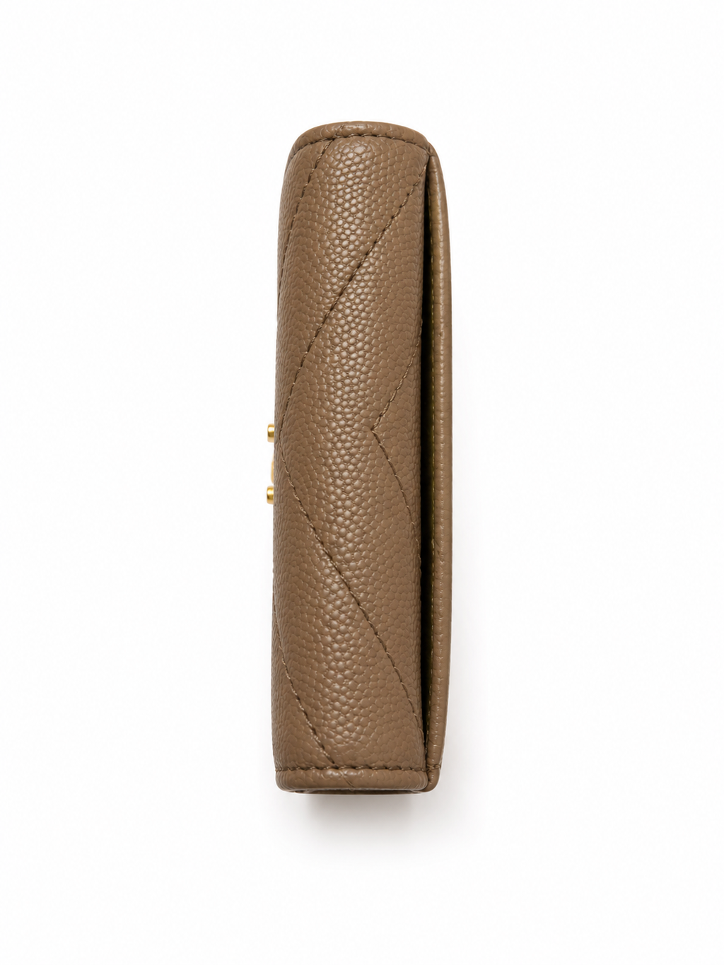 YSL Monogram Compact Trifold Wallet Taupe Grain de Poudre Leather GHW