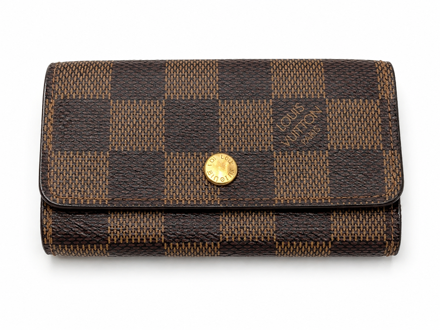 Louis Vuitton Damier Ebene 4 Key Holder Key Case Multicles 4 Brown Wallet