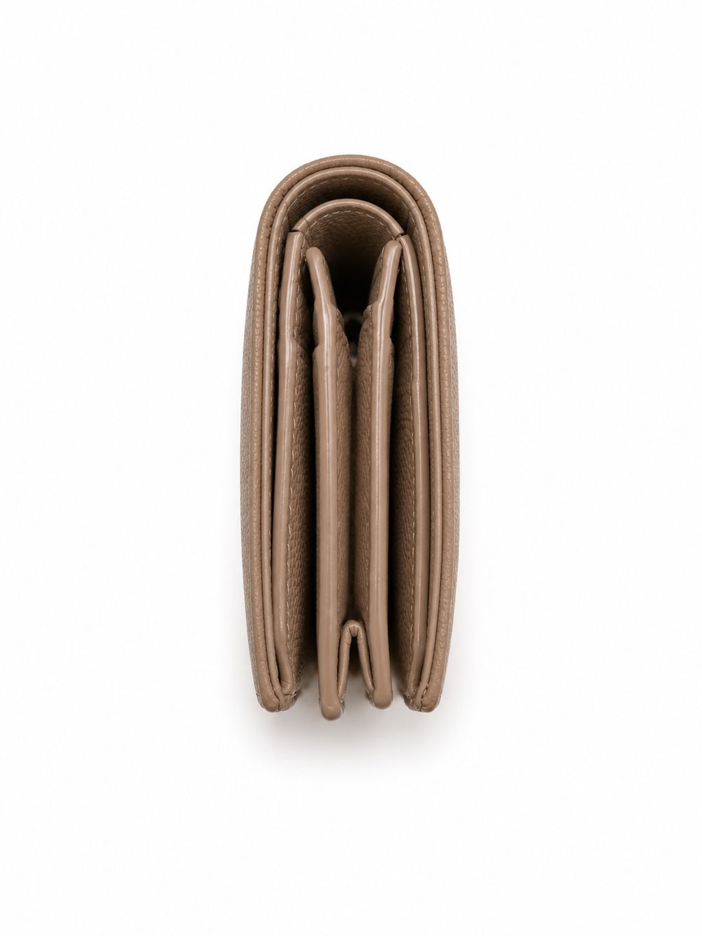 YSL Monogram Compact Trifold Wallet Taupe Grain de Poudre Leather GHW