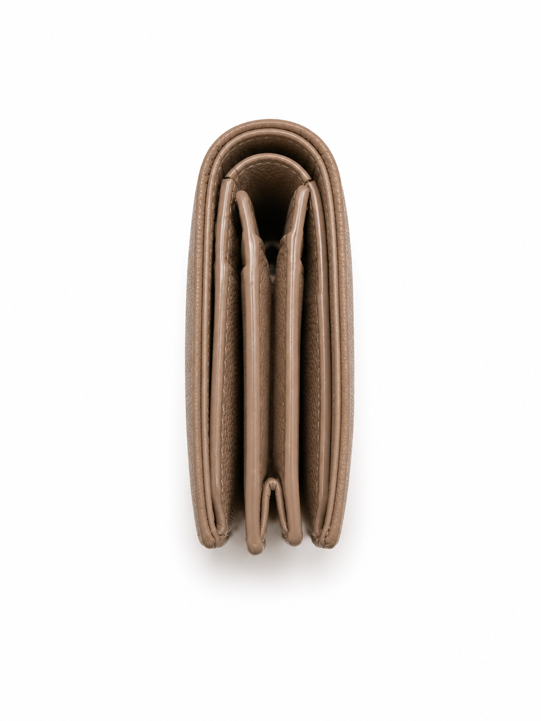 YSL Monogram Compact Trifold Wallet Taupe Grain de Poudre Leather GHW