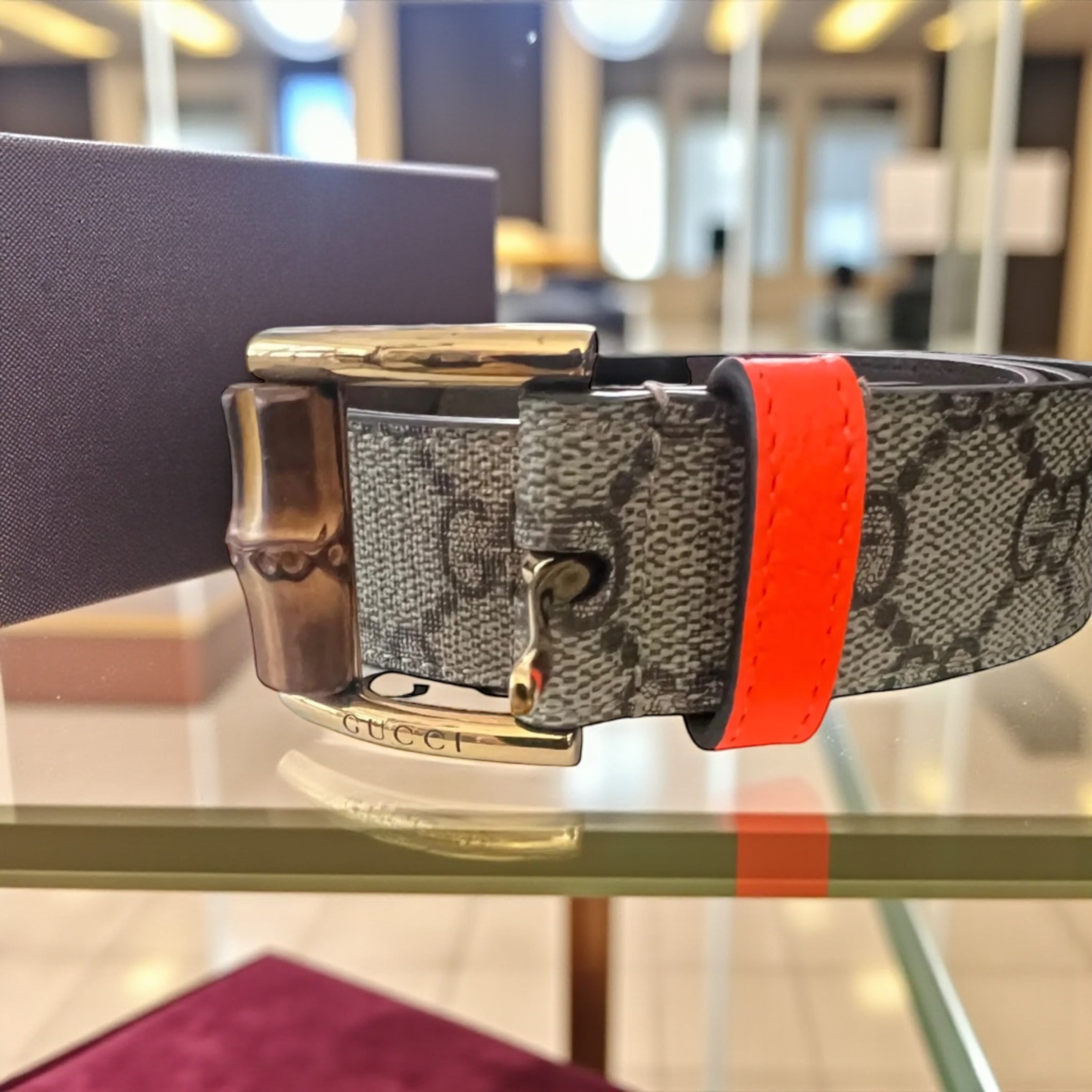 Gucci x Adidas Monogram Bamboo Buckle belt (Size 85)