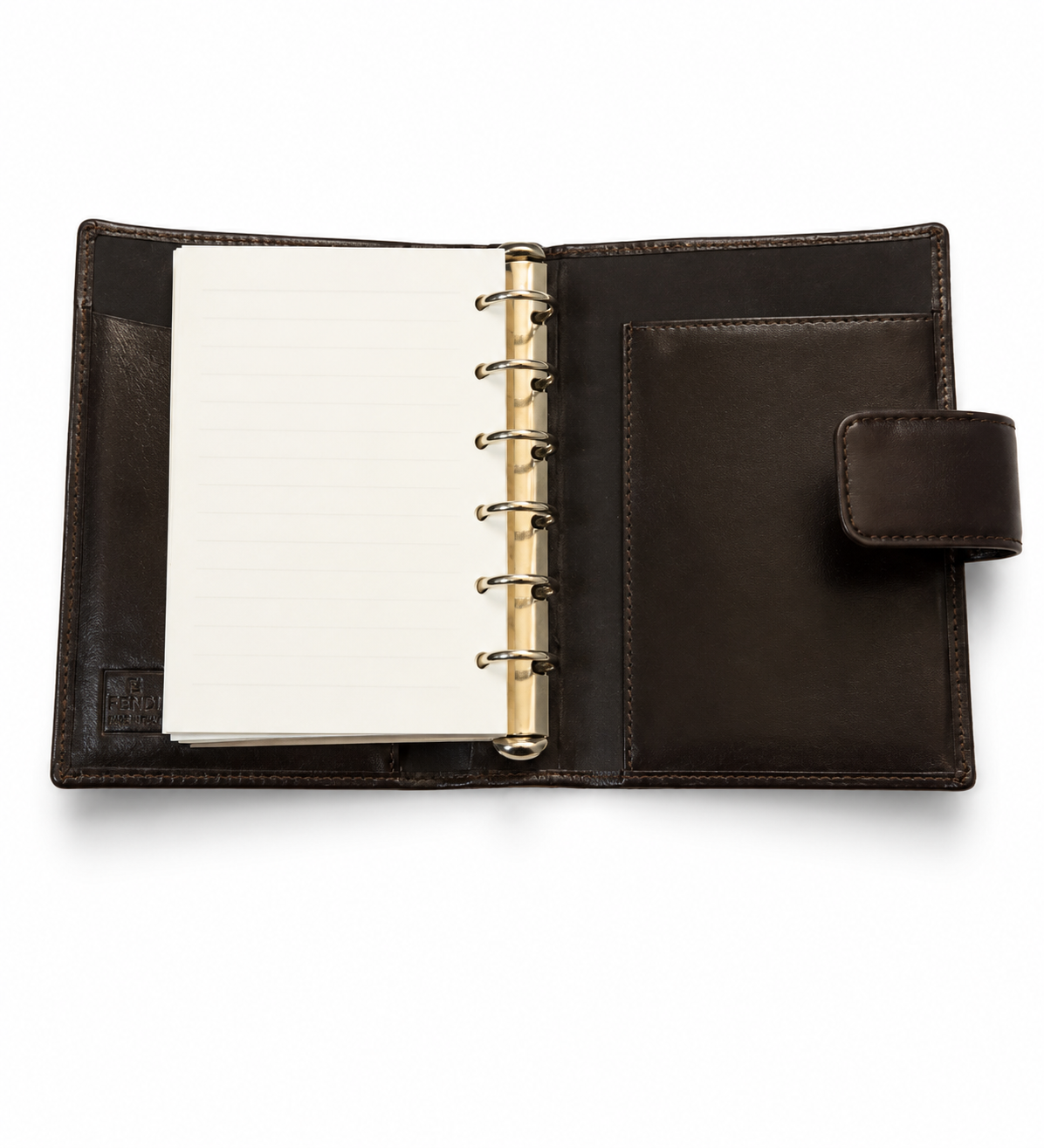 Fendi Zucca FF Logo Mini Agenda Planner Cover Brown Canvas & Leather
