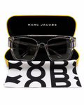 Marc Jacobs Transparent Frame Sunglasses with Gold Logo and Gray Lenses