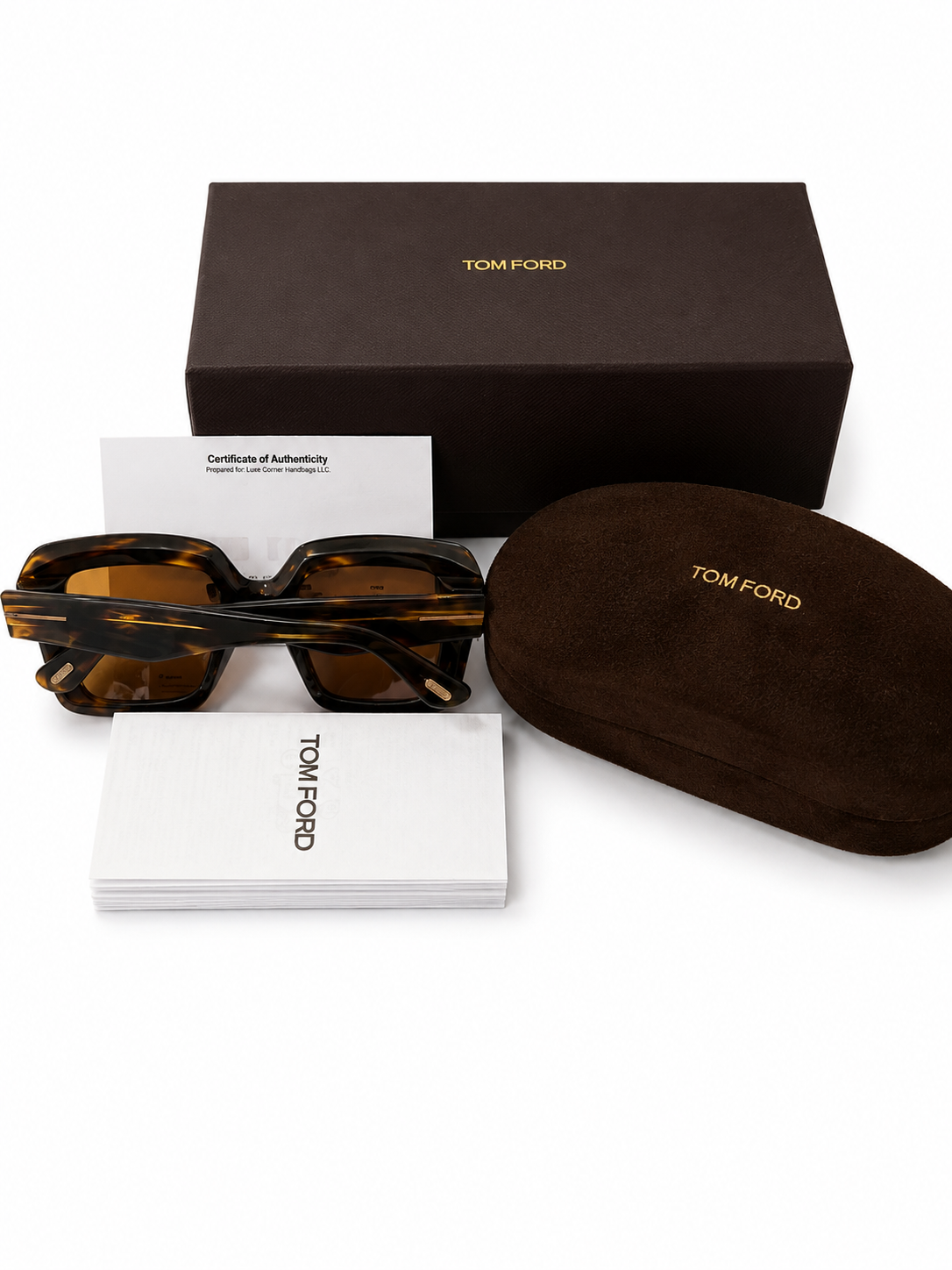 Tom Ford Tortoiseshell Acetate Sunglasses with Brown Lenses and Gold 'T' Accents