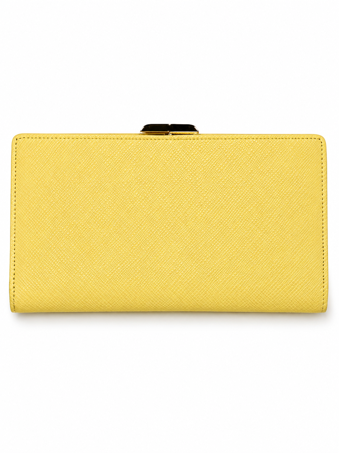 Valentino Garavani Yellow Grained Leather Continental Wallet Long Bifold